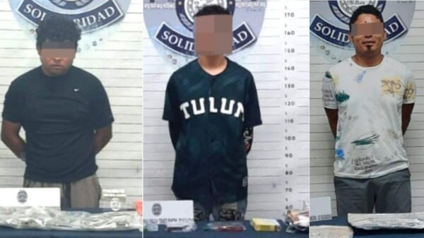 Tres detenidos con arma y drogas en operativos en Playa del Carmen.