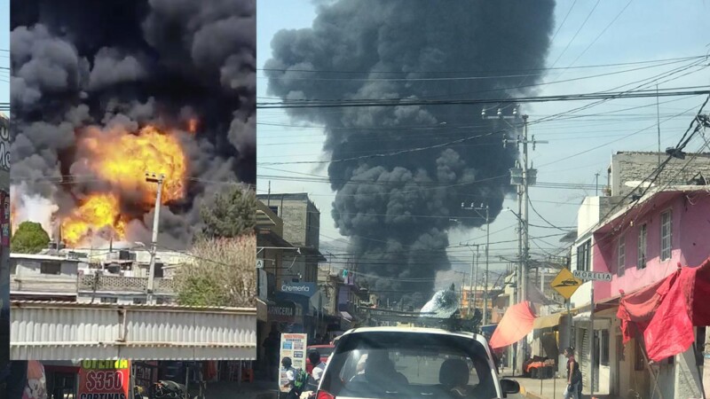 Fuego consume planta de reciclaje en Edomex