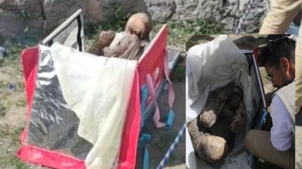 Detienen a repartidor de comida con una momia en su mochila