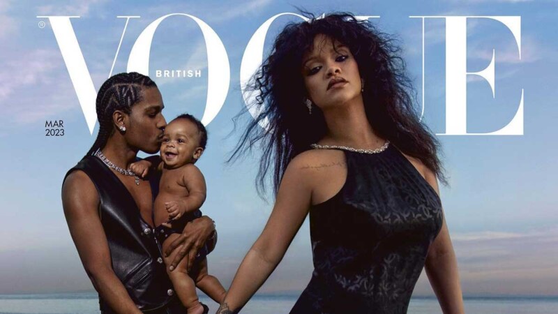Rihanna posa junto a su bebé y ASAP Rocky para la revista Vogue