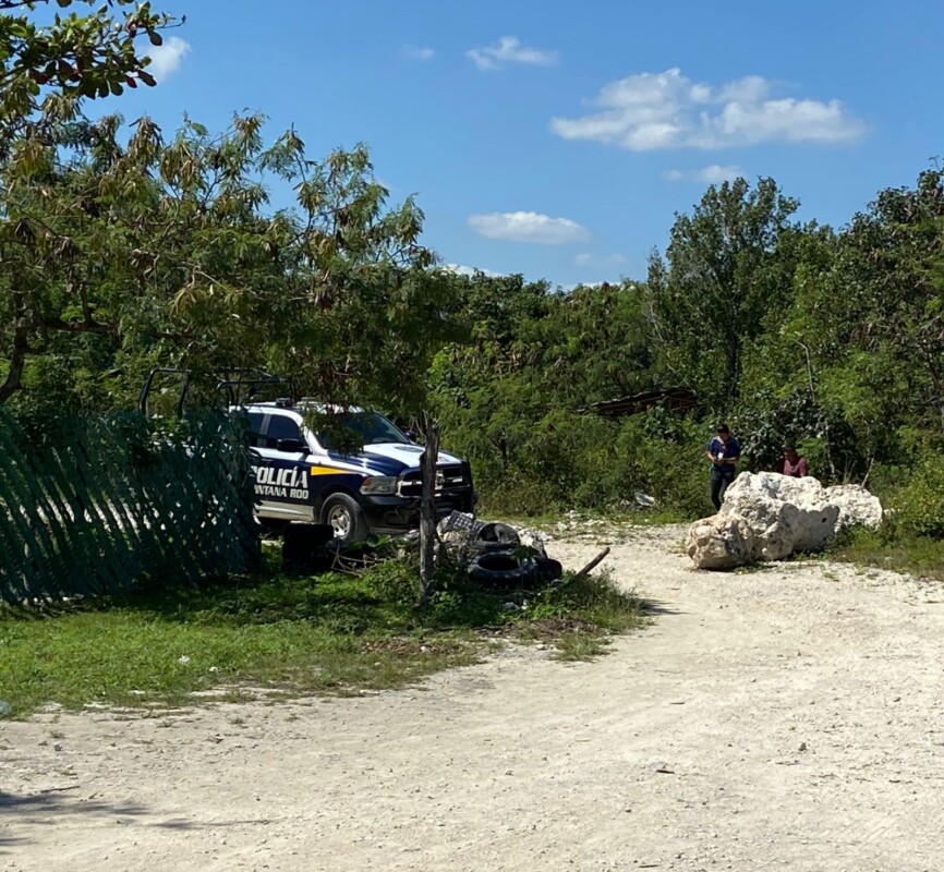Hallan restos humanos en la colonia Copa Buena de Cancún, Región 242 (VIDEO), vecinos hallaron los glúteos y los muslos de un hombre.