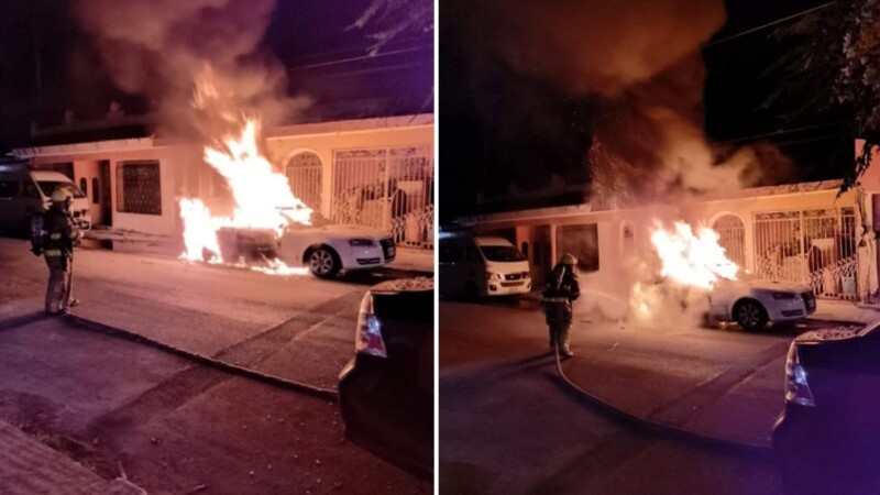 Se incendia vehículo de alta gama en Chetumal.