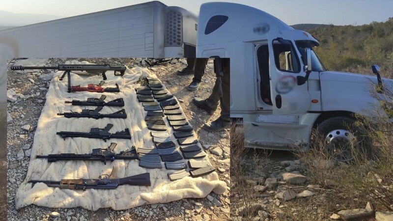 Incautan traíler con arsenal en Nuevo León