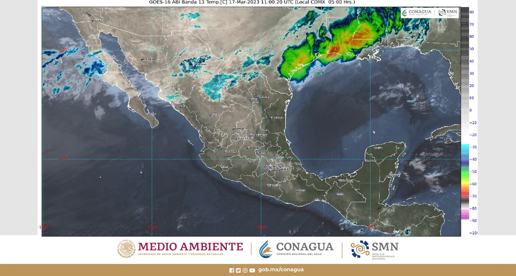 Pronóstico del clima para hoy viernes 17 de marzo 2023 en Quintana Roo; cielo medio nublado durante el día con posibilidad de chubascos.