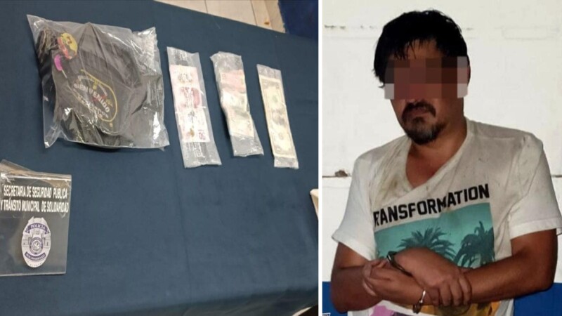 En Playa del Carmen detienen a sujeto por robo a gasolinera.