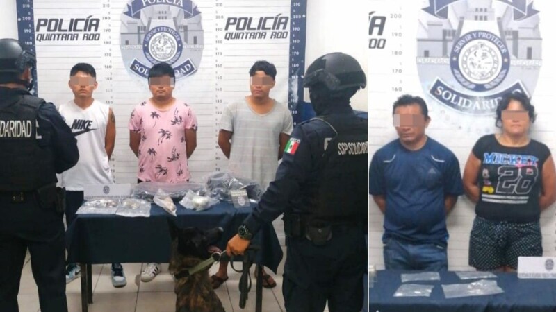 En Playa del Carmen detienen a cinco personas por narcomenudeo.