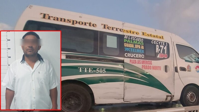 Detienen por lesiones a chofer de combi TTE de la ruta 71.