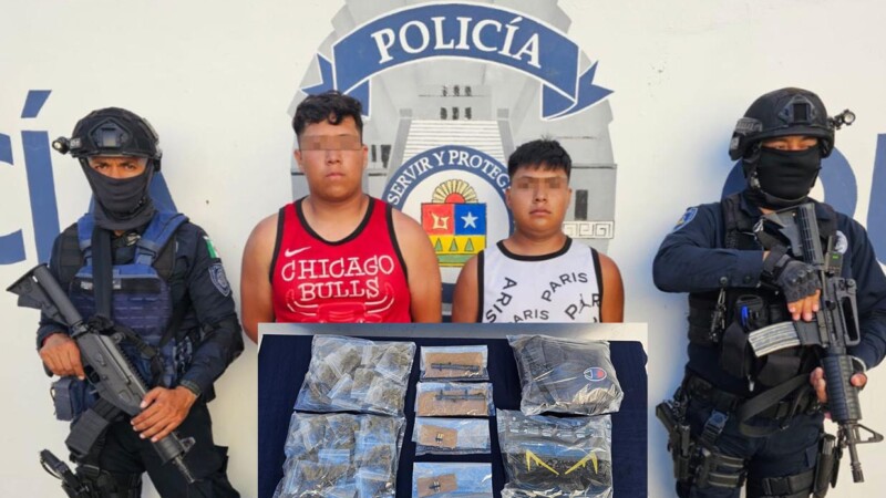 Capturan en Playa del Carmen a sujetos con droga y armas