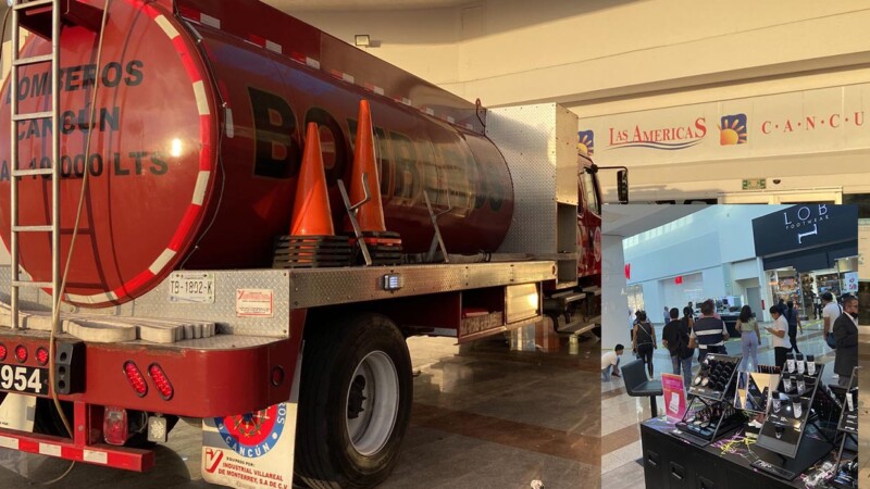 Conato de incendio en plaza de Cancún moviliza a autoridades