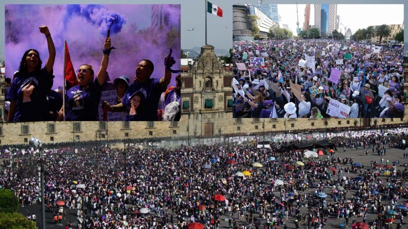 Cientos de mujeres protestan en la CDMX en el 8M