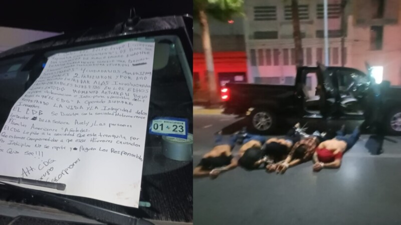 Entregan “amarrados” a 5 presuntos sicarios de estadounidenses