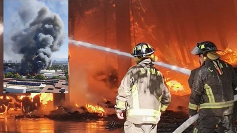 Incendio consume fábrica en CDMX y obliga evacuación