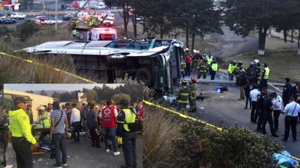 Volcadura de autobús en Edomex deja decenas de heridos
