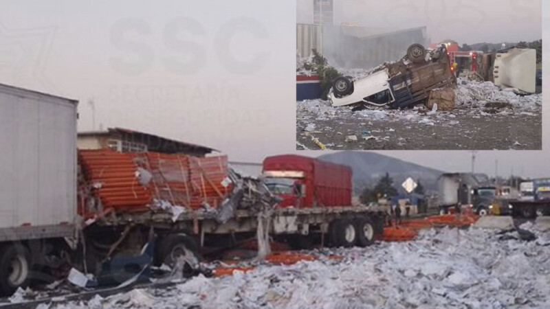 Choque de tráileres en Tlaxcala, deja 5 lesionados