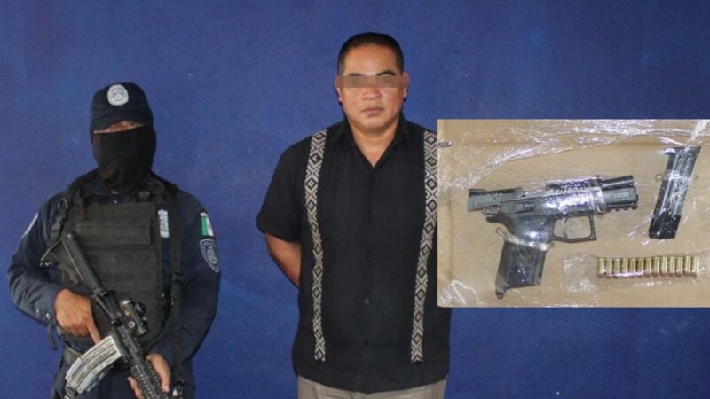 Detienen a empistolado en Cancún, fingía ser "guarura"