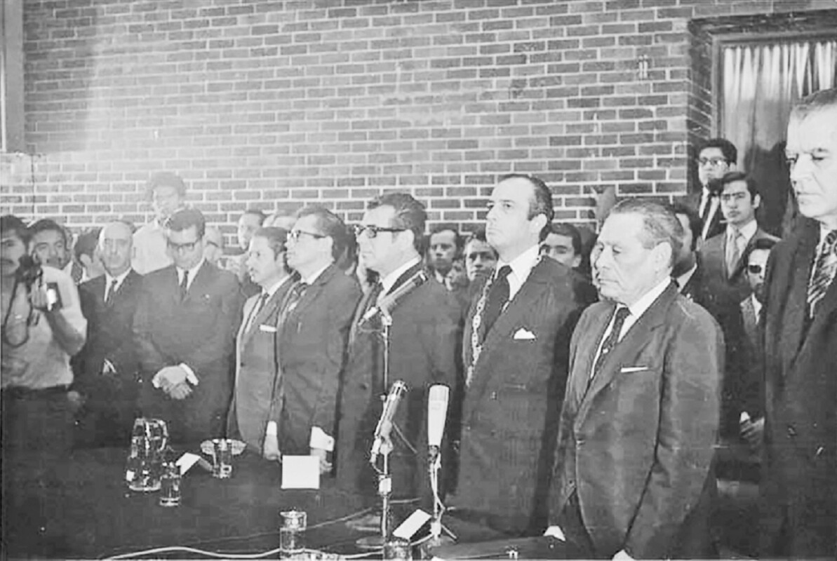 Durante su toma de protesta como rector de la UNAM en 1970. 