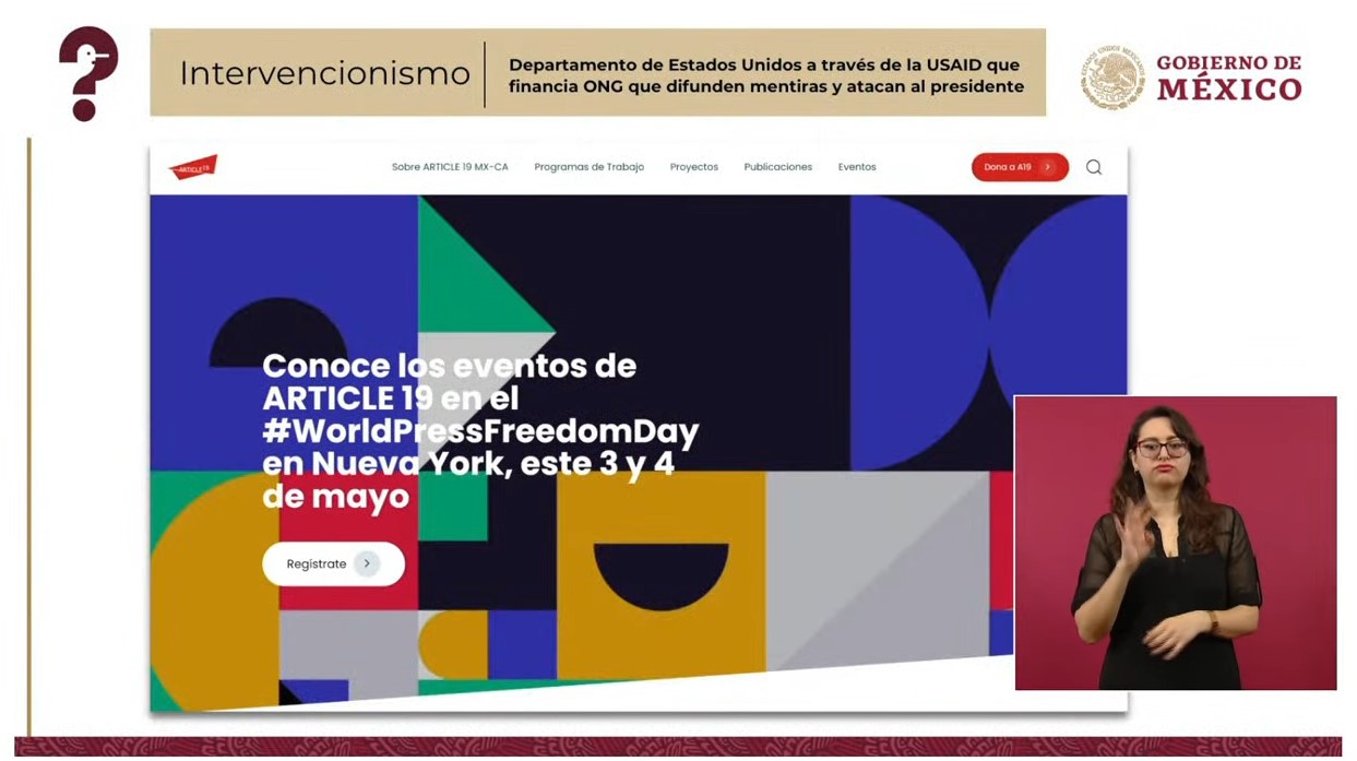 Financiamiento del Usaid a empresas "periodísticas" en México, como Artículo 19 o Grupo Reforma, quienes están abiertamente en contra de la Cuarta Transformación encabezada por el Presidente Andrés Manuel López Obrador.  