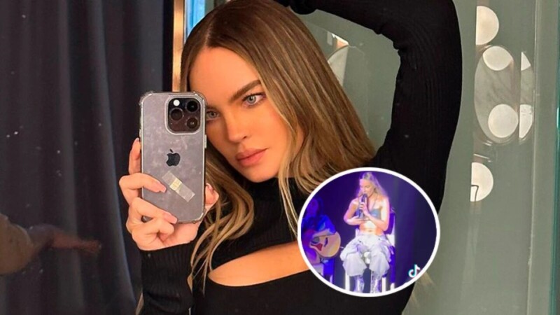 Belinda casi enseña de más durante concierto