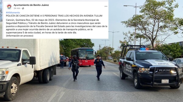 Detienen a cinco sospechosos por ejecución de mujer en autobús de Cancún