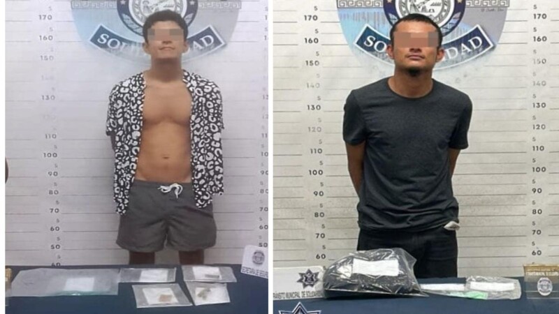 Sorprenden a dos sujetos con drogas en Playa del Carmen