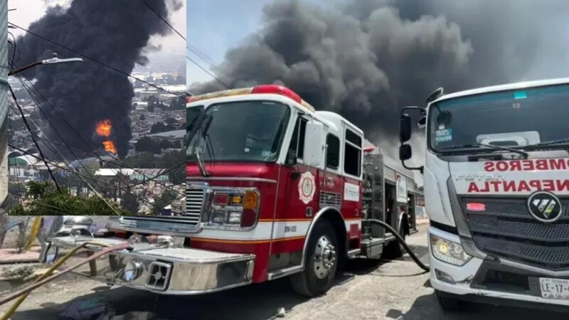 Arde fábrica de pinturas en Edomex