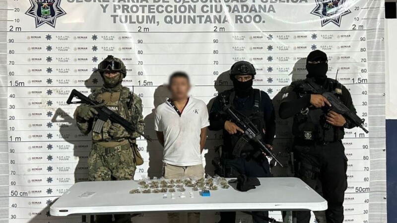 Detienen a narcomenudista en Tulum; traía hasta terminal de cobro.