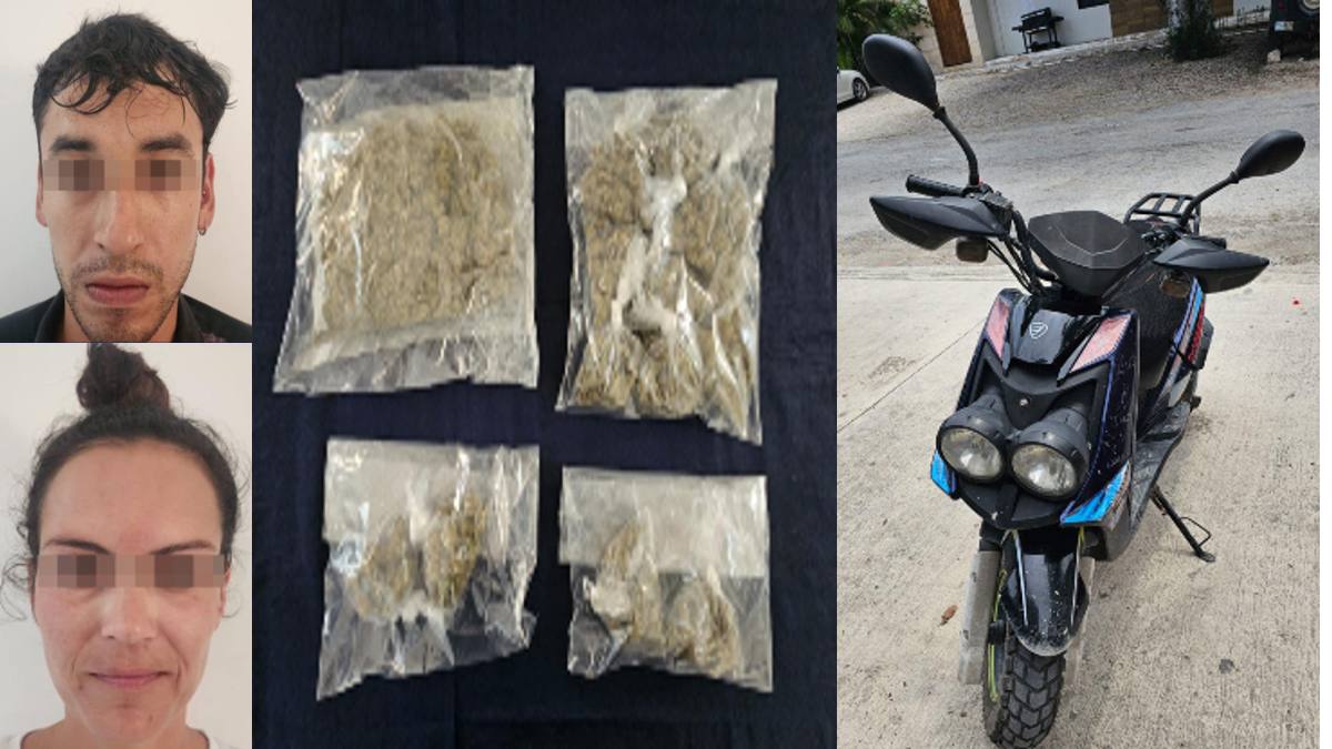 Sorprenden a dos narcomenudistas manipulando droga en Tulum; Javier "N" y Consuelo "N" fueron detenidos en la colonia Huracán.