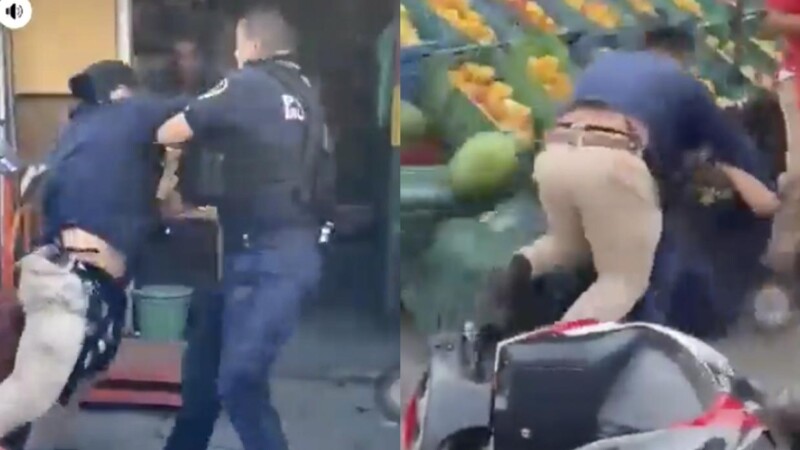 Sujeto propina golpiza a policía en Querétaro