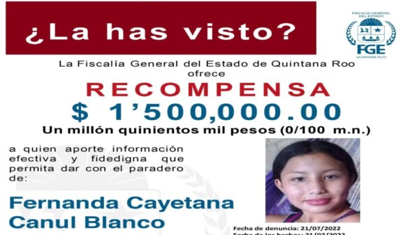 Ofrecen recompensa de 1.5 mdp por datos para hallar a Fernanda Cayetana.