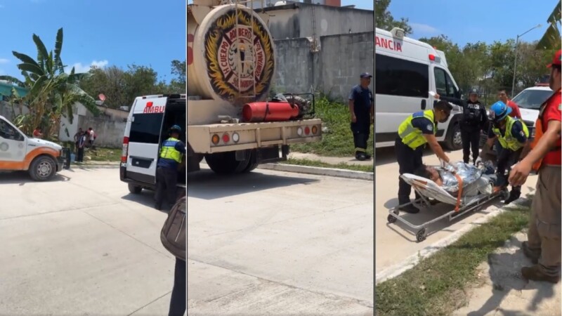 Repartidor resulta lesionado por un flamazo en un tanque de gas