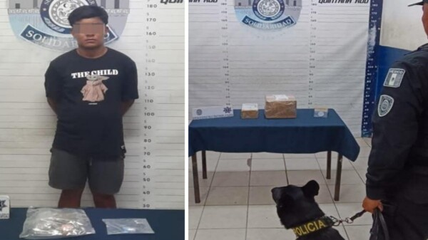 Detienen a sujeto con droga en Villamar de Playa del Carmen.