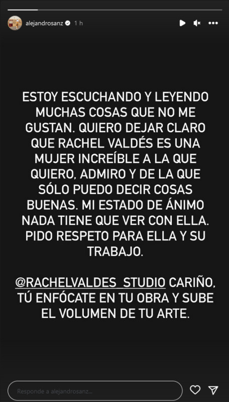 Alejandro Sanz confirma el fin de su relación con Rachel Valdés