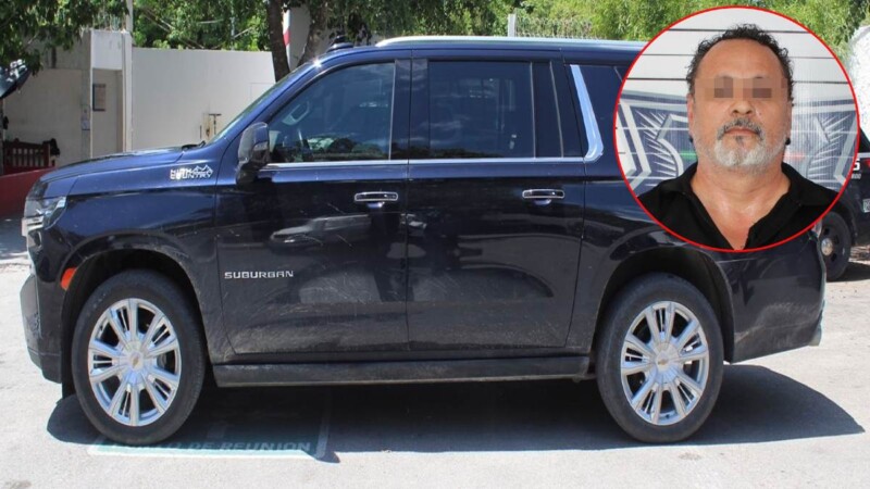 En Cancún detienen a sujeto con camioneta con reporte de robo.