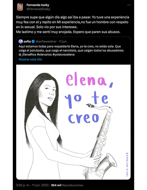 Fernanda Tosky revela ser víctima de los abusos de Tenoch Huerta