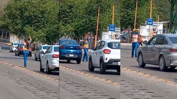Maestra tabasqueña protesta desnuda por robo de plaza.