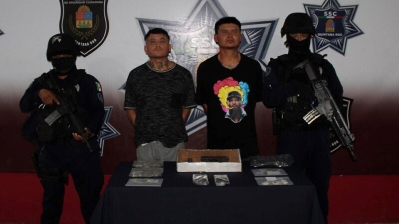 Detenidos con drogas y arma de fuego en la Supermanzana 227 de Cancún.