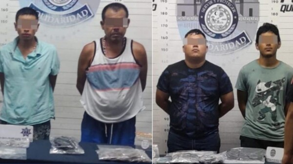 Playa del Carmen: Detienen a 4 presuntos narcomenudistas con 145 dosis de enervantes.