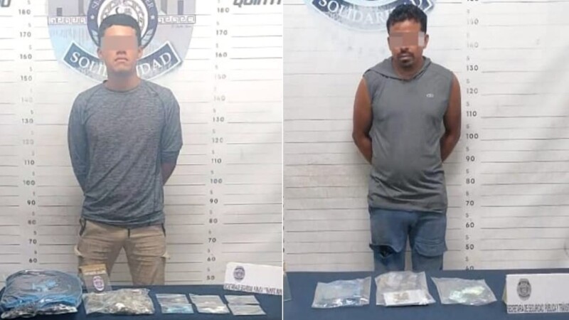 Detienen a dos narcomenudistas con diversas drogas en Playa del Carmen