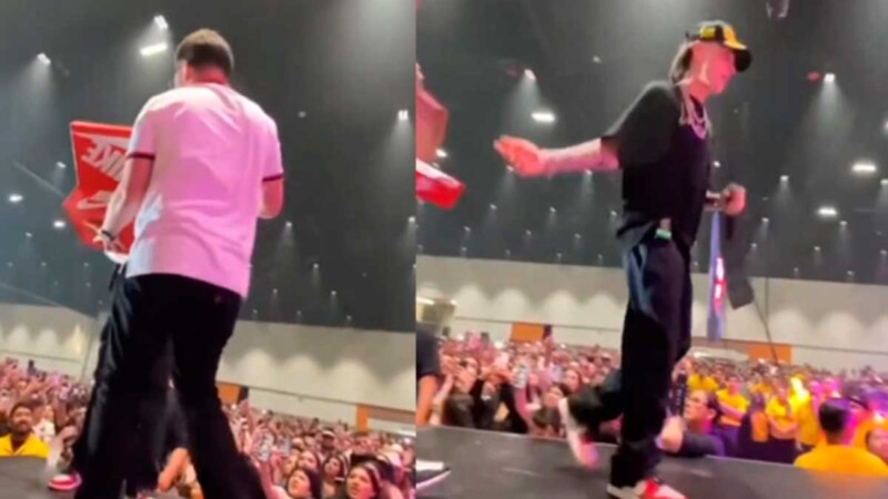 Peso Pluma rechaza tenis que fan le regaló en concierto