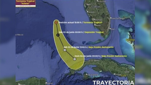 Tormenta Tropical "Arlene", se ubica a 550 kilómetros de Quintana Roo