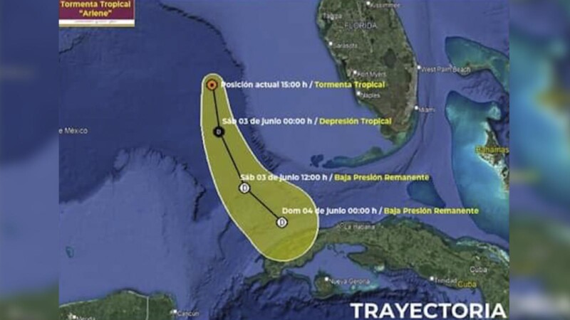 Tormenta Tropical "Arlene", se ubica a 550 kilómetros de Quintana Roo