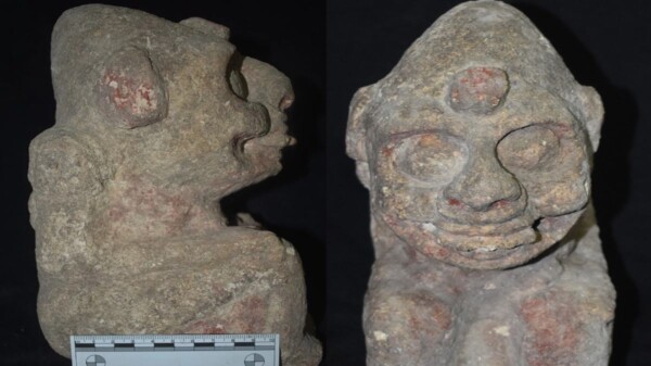 Hallan escultura prehispánica de deidad de la muerte