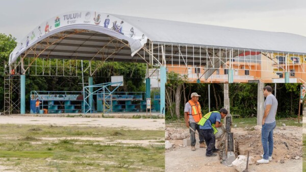 Tulum: Diamante de béisbol de Akumal tiene un avance del 35%