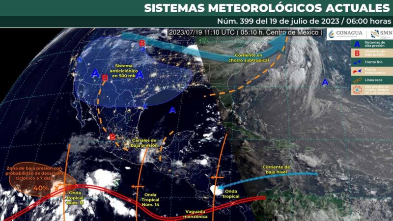 Pronóstico del clima para hoy miércoles 19 de julio 2023 en Quintana Roo.