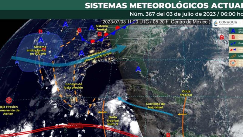 Pronóstico del clima para hoy lunes 3 de julio 2023 en Quintana Roo.