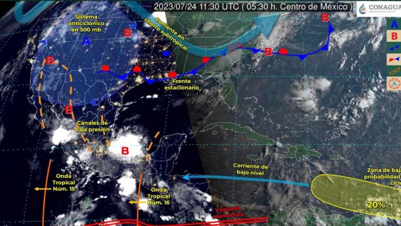 Pronóstico del clima para hoy lunes 24 de julio 2023 en Quintana Roo.
