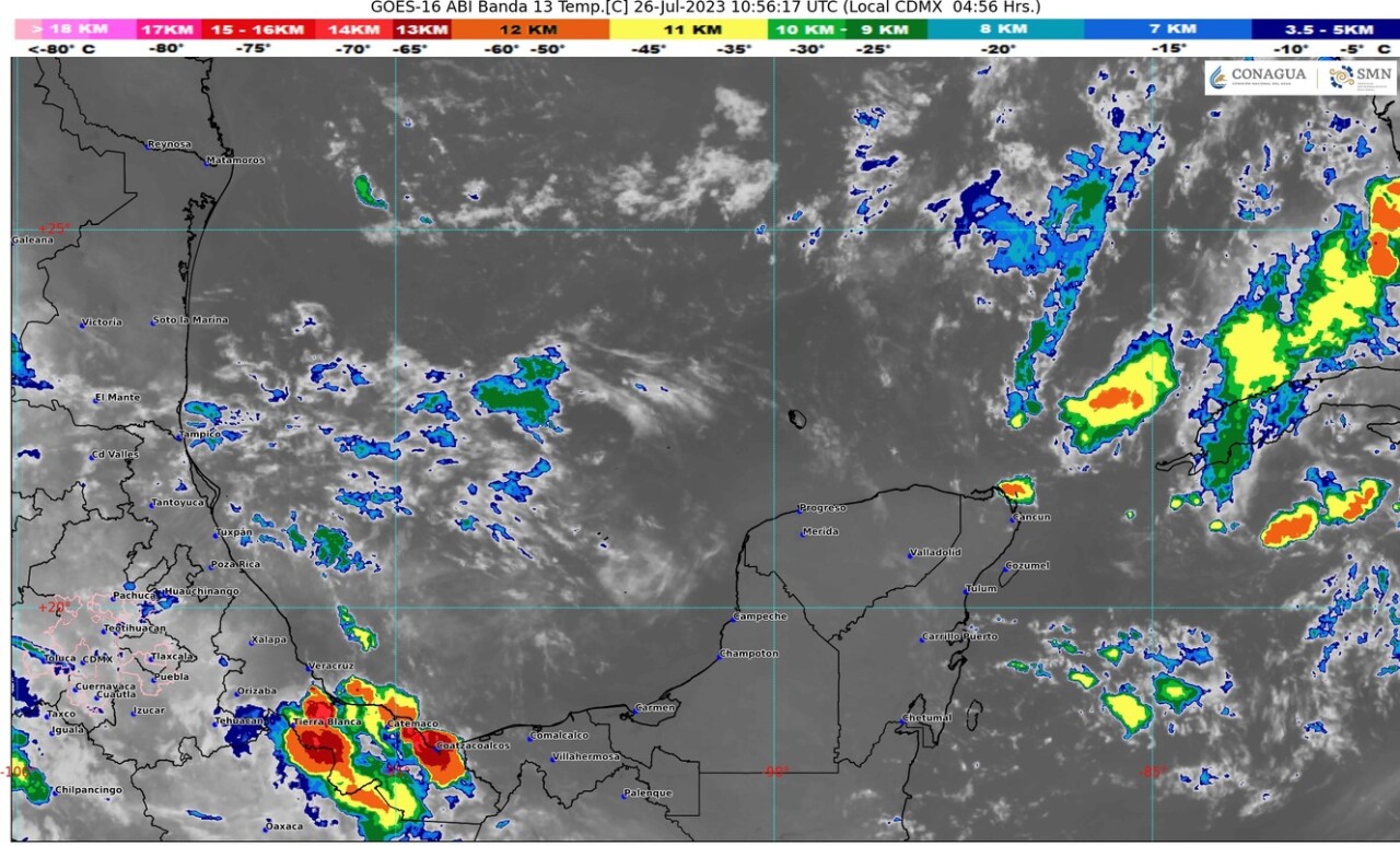 Pronóstico del clima para hoy miércoles 26 de julio 2023 en Quintana Roo; cielo medio nubado y posibilidad de chubascos.
