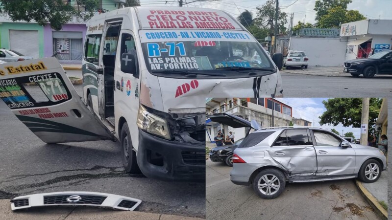 Urvan de TTE protagoniza aparatosa carambola en la Av. Chichén
