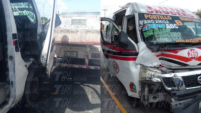 Colisionan combis con camioneta en la López Portillo