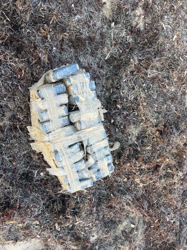 Asegura la Marina paquetes con cocaína que recalaron en playa de Puerto Morelos; personal que hacía su patrullaje dio con la droga entre el sargazo.